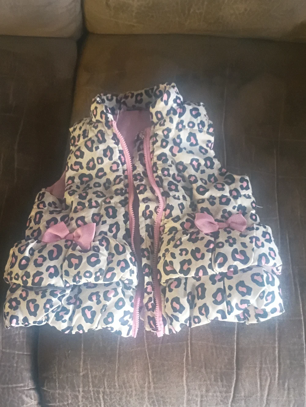 Kids Headquarters Leopard Print Vest with Pink Lining